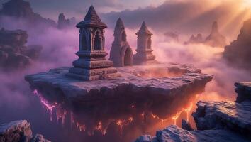 Temple Ruins on Floating Island Landscape photo