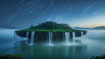 Island Waterfall, Landscape, Fog, Nature Scenery photo
