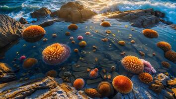 Sea Anemone on Rocky Shore with Ocean View photo