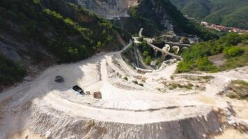 Going Down The Cliff With Marble Caves In Carrara, Italy video