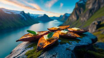 Sweet Potato with Butter in Nature photo