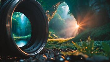 Pipe View of Forest Landscape photo