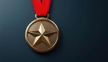 Premium Quality Winner Medal With Star And Ribbon. Guaranteed Quality Symbol And Blank Certificate Badge For Rendering. Satisfaction Guaranteed. High Quality Craftsmanship photo