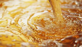Close Up Shot Of Pouring Beer Into Glass, Highlighting Details. Abstract Representation Of Beverages In Action, Captured In Intricate Detail photo