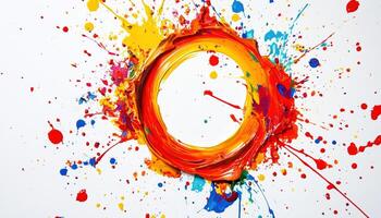 Ed Paints A Circle Of Splashes On A White Canvas To Create An Abstract And Dynamic Composition In An Artistic Masterpiece photo