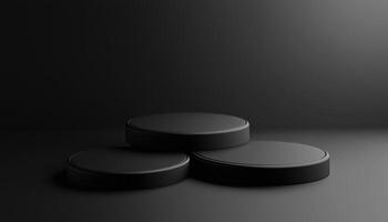 Black Podium Enhancing Abstract Branding For A Compelling Branding Presentation. A Stunning Rendering Of Branding Elements photo