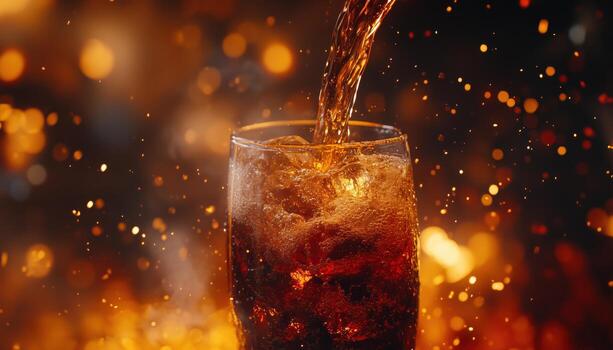 Pouring And Drinking Cola From A Container With An Ion Element, Enjoying The Refreshing Taste Of The Fizzy Drink. Energizing And Satisfying photo
