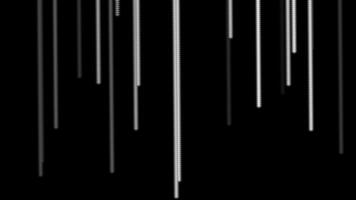 White vertical lines falling on black background, minimal abstract animation. Ideal for technology intros, transitions, or futuristic digital design. video