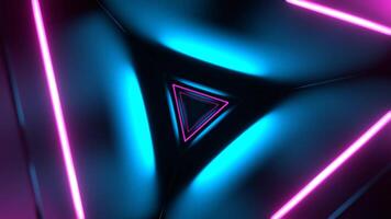 Cyan and Pink Mystical Flashing Triangle Corridor Background VJ Loop in 4K video