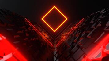 Orange and Red Cyber Corridor with Neon Portal Background VJ Loop in 4K video