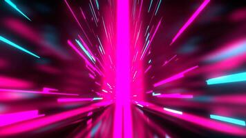 Cyan and Pink Narrow Tall Futuristic Corridor with Abstract Neon Light Background VJ Loop in 4K video