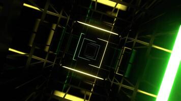 Green and Yellow Mirror Abstract Fantasy Neon Space Background VJ Loop in 4K video