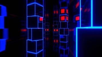 Blue and Red Futuristic Strobe Corridor with Abstract Cube Columns Background VJ Loop in 4K video