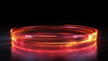 360 Degree Seamless Panoramic View Of Computer Generated Glowing Round Object With Motion Blur In Digital Rendering photo