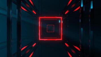 Cyan and Red Neon Abstract Strobe Fantasy Corridor Background VJ Loop in 4K video