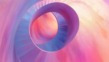 Spiral Stairs And Abstract Cylinder Rendered In Pastel A Captivating And Poetic Scene Featuring Unique Architectural Elements photo