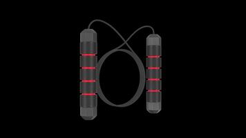 Jumping Rope Rotating on a Transparent Background. Seamless Loop. 4K video