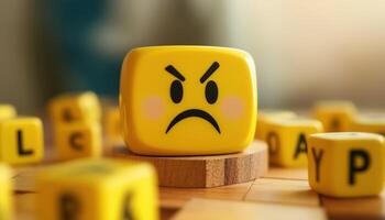 The Dangers Of Excessive Risk Taking And Stress. A Hazardous Work Environment Featuring Frustration And Unhappiness. Risk Everywhere. Cubes Spell Risk photo