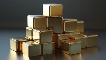 Shiny Towers Of Cubes. A Reflective And Elegant Design Featuring Cubes Stacked Precisely On Top Of Each Other In A Tower Formation photo