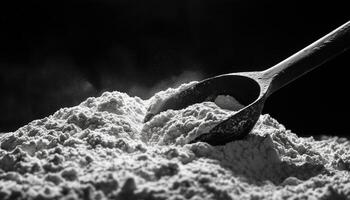 Blurred Baking Scoop In A Pile Of Flour A Close Up Shot Of A Scoop Deep In A Heap Of White Flour photo