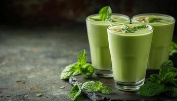 Selective Focus On Healthy Vegetable Smoothie And Juice In This Refreshing And Nutritious Beverage Option. A Fresh Drink Choice photo