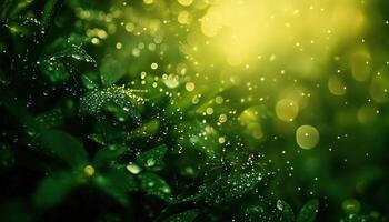 Close Up Photo Of Dew Drops On A Spider Web In Nature. Beautiful Water Droplets Adorning A Cobweb In The Grass