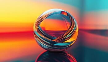 Digital Rendering Of Transparent Ball Surrounded By Rings Depicts A Clear Sphere Encased By Circular Boundaries In A Digital Format photo