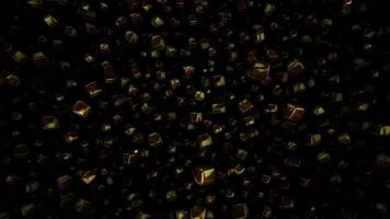 Golden Cubes, Template with Particles, Unique Design, Rotation, Reflection, Cinematic Background video