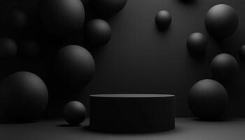 Abstract Branding With Black Podium For A Striking Brand Presentation. High Quality Rendering For A Visually Stunning Brand Identity Showcase photo