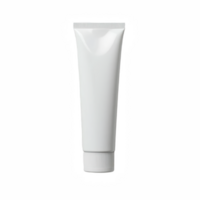 White plastic toothpaste tube with closed cap. Realistic product packaging mockup isolated on transparent background. png