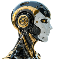 Cybernetic Robot With Red Glowing Eyes And Smooth White Face On Transparent Background png