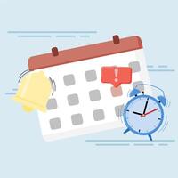 A calendar with an alarm clock and a bell vector