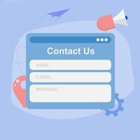 Contact us form with email icon, illustration of complaint with identity as email. vector