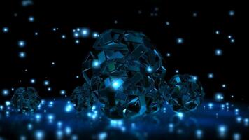 Falling Particles, Elegant Template, Blue Shapes, Reflection, Background, Unique Design, Rotation video