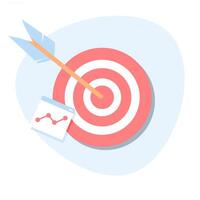 Setting clear business goals, arrows pointing to the target and graphic icons, The concept of arrows on target. vector