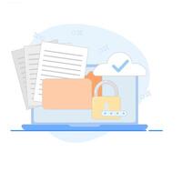 Folder illustration with Confidentiality content, Personal data security concept in the cloud. Can be used for banners, websites, and landing pages. vector
