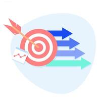 Setting clear business goals, arrows on target and graphic icons, Target arrow concept. vector