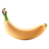 Single Yellow Banana with Green Stem and Brown Spots on Transparent Background png