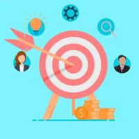 A target with people around it and a business icon vector