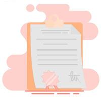 A document with a seal and a certificate on it vector
