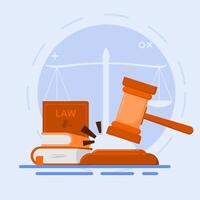 Illustration of the concept of law and justice, with a hammer as the decision maker. vector
