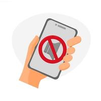 not allowed to use mobile phones. concept of prohibited to activate mobile phone sound. vector