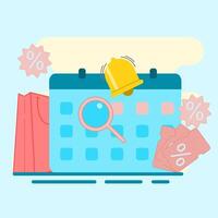 use of calendar for discount schedule reminder. discount reminder concept. vector
