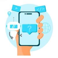 chat with robot on smartphone vector