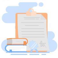 A clipboard with a pen and a book on it vector