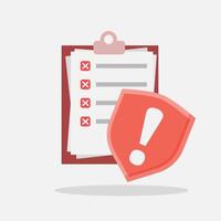 A clipboard with a check mark and a shield vector
