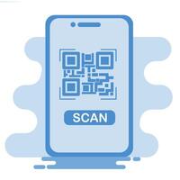 Mobile phone with qr code vector