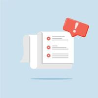 A checklist with a red exclamation mark on it vector