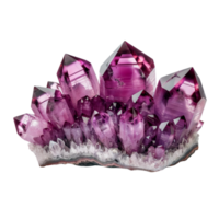 Cluster of Sparkling Amethyst Crystals on a White Base with Transparent Background png