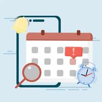 schedule meetings on your phone, reminders and notifications. concept of reminders on mobile. vector